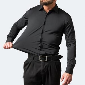 6xl New autumn and winter elastic force non-iron men's long-sleeved business casual shirt solid color mercerized vertical shirt
